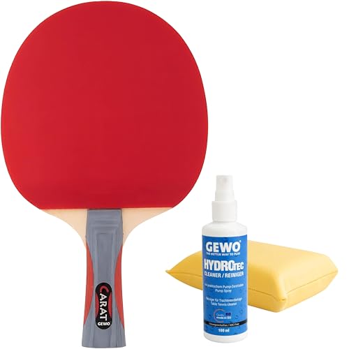 GEWO Carat Tischtennisschläger - ITTF genehmigter Allround-Tischtennisschläger mit ausgewogener Spin-Speed-Balance, Fertigschläger mit schnellem Belag und hohen Rotationseigenschaften, Griff konkav GEWO Carat Tischtennisschläger - ITTF genehmigter Allround-Tischtennisschläger mit ausgewogener Spin-Speed-Balance, Fertigschläger mit schnellem Belag und hohen Rotationseigenschaften, Griff konkav von GEWO