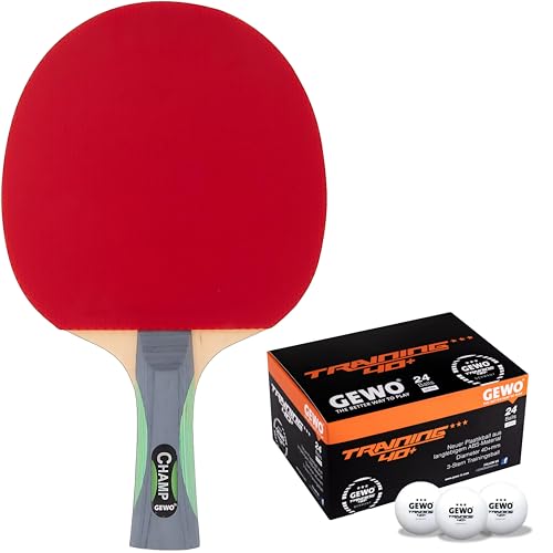 GEWO Champ Tischtennisschläger - Anfänger Tischtennis-Schläger mit hoher Kontrolle und fortgeschrittenen Rotationseigenschaften - Allround-Fertigschläger für Hobbyspieler, 1,8mm Thunderball-Belag GEWO Champ Tischtennisschläger - Anfänger Tischtennis-Schläger mit hoher Kontrolle und fortgeschrittenen Rotationseigenschaften - Allround-Fertigschläger für Hobbyspieler, 1,8mm Thunderball-Belag von GEWO