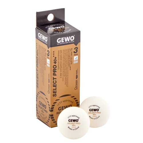 GEWO Select PRO Tischtennisbälle - 3 Sterne Tischtennis-Ball aus Plastik 40+ mit Naht - ITTF-zertifizierte Wettkampf Bälle - 3 hochwertige Profi-Tischtennisbälle, weiß, 40+ mm, weiß GEWO Select PRO Tischtennisbälle - 3 Sterne Tischtennis-Ball aus Plastik 40+ mit Naht - ITTF-zertifizierte Wettkampf Bälle - 3 hochwertige Profi-Tischtennisbälle, weiß, 40+ mm, weiß von GEWO