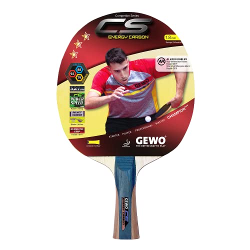 GEWO CS Energy Carbon - Tischtennis-Schläger - Profi-Tischtennisschläger, ITTF genehmigt - Carbon-Schläger mit kontrolliertem Belag und hohen Rotationseigenschaften, konkav, 1,8mm Schwamm von GEWO