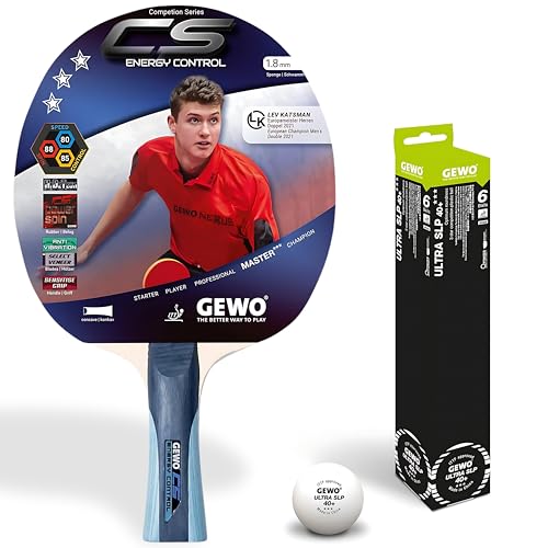 GEWO Erwachsene Schläger CS Energy Control konkav/Entwickelt von Christian Süß Tischtennisschläger, Grau/Blau & Ball Ultra SLP 6er ohne Naht/Maximale Rundheit Tischtennisball, Weiß, 40 GEWO Erwachsene Schläger CS Energy Control konkav/Entwickelt von Christian Süß Tischtennisschläger, Grau/Blau & Ball Ultra SLP 6er ohne Naht/Maximale Rundheit Tischtennisball, Weiß, 40 von GEWO