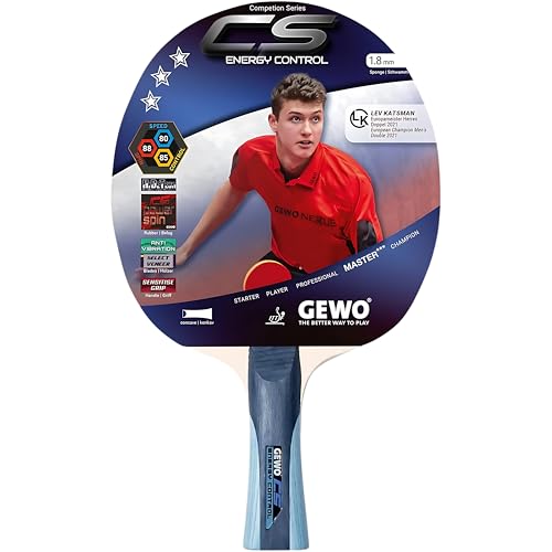 GEWO CS Energy Control - Tischtennisschläger - ITTF genehmigt - Tischtennis Schläger mit kontrolliertem Belag und hohen Rotationseigenschaften, konkav, 1,8mm Schwamm, rot-schwarz GEWO CS Energy Control - Tischtennisschläger - ITTF genehmigt - Tischtennis Schläger mit kontrolliertem Belag und hohen Rotationseigenschaften, konkav, 1,8mm Schwamm, rot-schwarz von GEWO