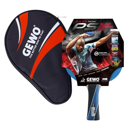 GEWO PS Blast Carbon Pro Tischtennisschläger & GEWO Tischtennisschläger Hülle mit Ballfach rot - ITTF genehmigter Profi-Tischtennisschläger, konkav, 2,0mm Schwamm von GEWO