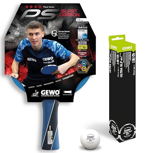 GEWO PS Blast Carbon Tischtennisschläger - ITTF genehmigter Profi-Tischtennisschläger, Carbon-Schläger mit schnellem Belag GEWO Return Pro und hohen Rotationseigenschaften, konkav, 1,8mm Schwamm GEWO PS Blast Carbon Tischtennisschläger - ITTF genehmigter Profi-Tischtennisschläger, Carbon-Schläger mit schnellem Belag GEWO Return Pro und hohen Rotationseigenschaften, konkav, 1,8mm Schwamm von GEWO