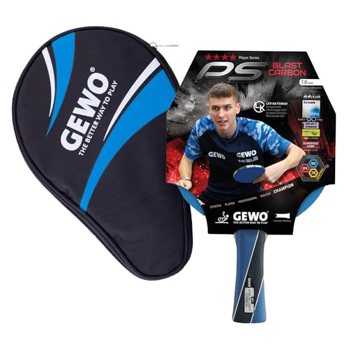 GEWO PS Blast Carbon Tischtennisschläger & GEWO Tischtennisschläger Hülle mit Ballfach blau - ITTF genehmigter Profi-Tischtennisschläger, konkav, 1,8mm Schwamm GEWO PS Blast Carbon Tischtennisschläger & GEWO Tischtennisschläger Hülle mit Ballfach blau - ITTF genehmigter Profi-Tischtennisschläger, konkav, 1,8mm Schwamm von GEWO