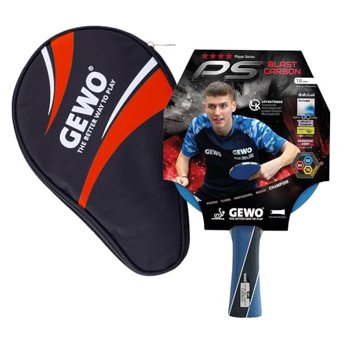 GEWO PS Blast Carbon Tischtennisschläger & GEWO Tischtennisschläger Hülle mit Ballfach rot - ITTF genehmigter Profi-Tischtennisschläger, konkav, 1,8mm Schwamm GEWO PS Blast Carbon Tischtennisschläger & GEWO Tischtennisschläger Hülle mit Ballfach rot - ITTF genehmigter Profi-Tischtennisschläger, konkav, 1,8mm Schwamm von GEWO