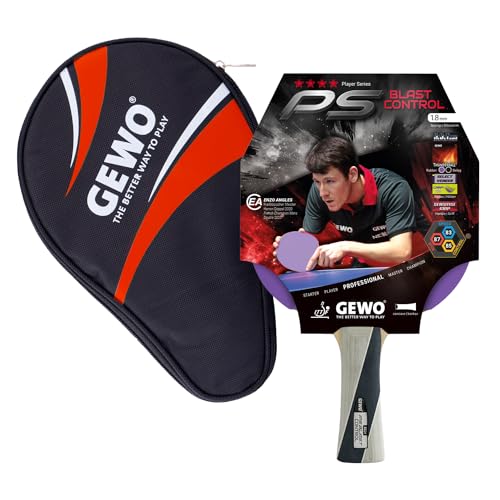 GEWO PS Blast Control Tischtennisschläger & GEWO Tischtennisschläger Hülle mit Ballfach rot - ITTF genehmigter Profi-Tischtennisschläger, konkav, 1,8mm Schwamm von GEWO