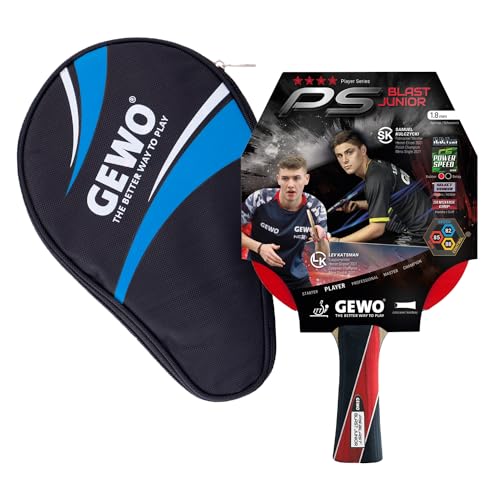 GEWO PS Blast Junior Tischtennisschläger & GEWO Tischtennisschläger Hülle mit Ballfach blau - ITTF genehmigter Anfänger-Tischtennisschläger für Kinder, 1,8mm Schwamm GEWO PS Blast Junior Tischtennisschläger & GEWO Tischtennisschläger Hülle mit Ballfach blau - ITTF genehmigter Anfänger-Tischtennisschläger für Kinder, 1,8mm Schwamm von GEWO