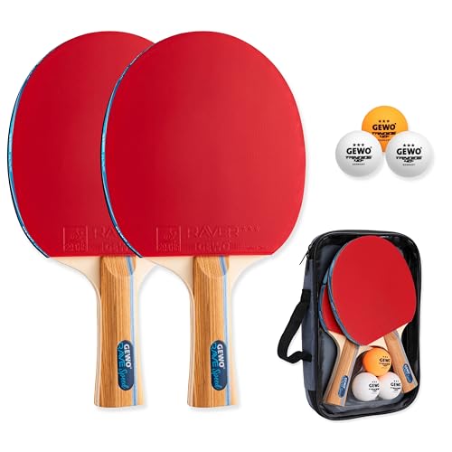 GEWO Rave Speed Tischtennisschläger Set - Kontrollierter Anfänger-Tischtennisschläger mit 3 Bällen - Komplettschläger mit ITTF-Belag, hohe Kontrolle und Geschwindigkeit, konkav, 2mm Dicker Schwamm GEWO Rave Speed Tischtennisschläger Set - Kontrollierter Anfänger-Tischtennisschläger mit 3 Bällen - Komplettschläger mit ITTF-Belag, hohe Kontrolle und Geschwindigkeit, konkav, 2mm Dicker Schwamm von GEWO