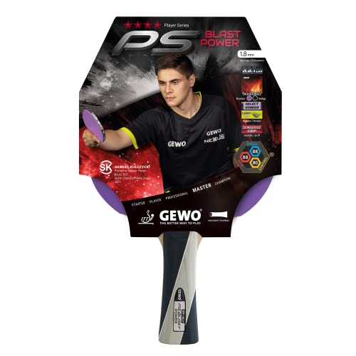 GEWO PS Blast Power Tischtennisschläger - ITTF genehmigter Profi-Tischtennisschläger, Allroundschläger mit kontrolliertem Thunderball 2 Belag und hohen Rotationseigenschaften, konkav, 1,8mm Schwamm GEWO PS Blast Power Tischtennisschläger - ITTF genehmigter Profi-Tischtennisschläger, Allroundschläger mit kontrolliertem Thunderball 2 Belag und hohen Rotationseigenschaften, konkav, 1,8mm Schwamm von GEWO