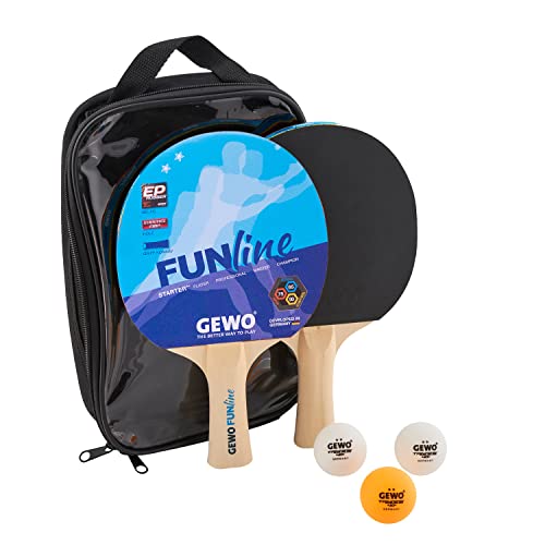GEWO Double Fun Tischtennisschläger Set für Hobby und Freizeit mit 3 Tischtennis Bällen und Aufbewahrungstasche/ 2er Set/Ping Pong Set/Komplettschläger mit Kontrolliertem Belag, Griff konkav GEWO Double Fun Tischtennisschläger Set für Hobby und Freizeit mit 3 Tischtennis Bällen und Aufbewahrungstasche/ 2er Set/Ping Pong Set/Komplettschläger mit Kontrolliertem Belag, Griff konkav von GEWO