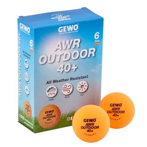 GEWO Tischtennisbälle AWR Outdoor 40+ - Wasserabweisende Plastik Tischtennis Bälle für draußen - Hochwertige, wetterbeständige Trainings Tischtennisbälle, 40+mm Durchmesser, 6er Pack, orange GEWO Tischtennisbälle AWR Outdoor 40+ - Wasserabweisende Plastik Tischtennis Bälle für draußen - Hochwertige, wetterbeständige Trainings Tischtennisbälle, 40+mm Durchmesser, 6er Pack, orange von GEWO