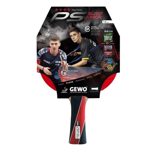 GEWO PS Blast Junior Tischtennisschläger - ITTF genehmigter Anfänger-Tischtennisschläger für Kinder und Jugendliche, Fertigschläger mit kontrolliertem Belag und hoher Rotation, konkav, 1,8mm Schwamm GEWO PS Blast Junior Tischtennisschläger - ITTF genehmigter Anfänger-Tischtennisschläger für Kinder und Jugendliche, Fertigschläger mit kontrolliertem Belag und hoher Rotation, konkav, 1,8mm Schwamm von GEWO