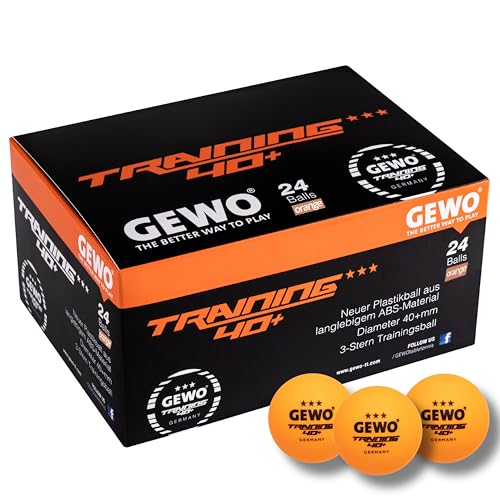 GEWO Tischtennisbälle Training 40+ - 3 Sterne Tischtennis Bälle aus ABS Plastik mit Naht - Hochwertige Ping Pong Bälle, Durchmesser 40+mm, Vorratspackung mit 24 Stück, Orange… von GEWO