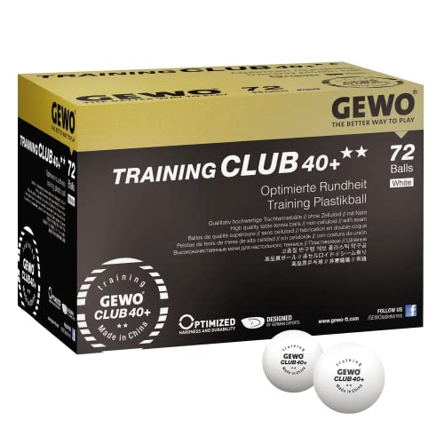 GEWO Training Club Tischtennisbälle - 2 Sterne Tischtennis-Ball 40+ aus ABS Plastik mit Naht - Hochwertige Trainings-Bälle mit präzisem Flugverhalten - Durchmesser 40+mm, 72 Stück, weiß GEWO Training Club Tischtennisbälle - 2 Sterne Tischtennis-Ball 40+ aus ABS Plastik mit Naht - Hochwertige Trainings-Bälle mit präzisem Flugverhalten - Durchmesser 40+mm, 72 Stück, weiß von GEWO