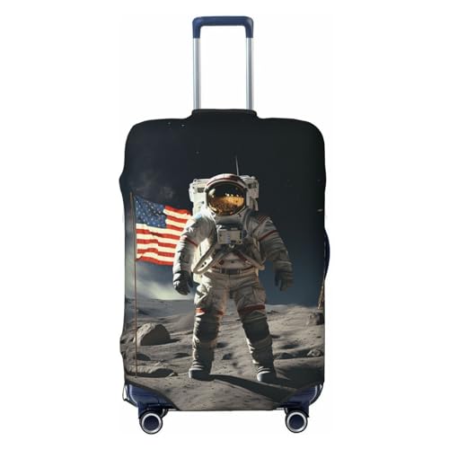 GFLFMXZW Astronaut Landing on The Moon Gepäckabdeckung, stilvolle Kofferbezüge, waschbar, dehnbar, kratzfest, Reisegepäckhüllen für 45,7–78,7 cm Gepäck, Schwarz , XL von GFLFMXZW