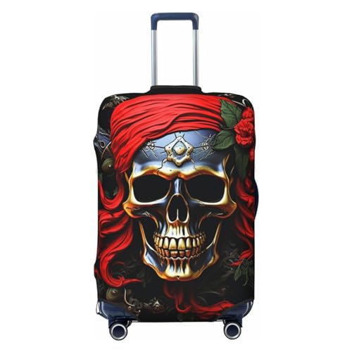 GFLFMXZW Gepäckabdeckung mit Piratenschädel, stilvolle Kofferabdeckungen, waschbar, dehnbar, kratzfest, Reisegepäckhüllen für 45,7–78,7 cm Gepäck, Schwarz , S von GFLFMXZW