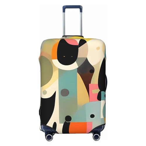 GFLFMXZW Gepäckabdeckung mit moderner Kunst, Motiv: Katze aus der Mitte des Jahrhunderts, stilvolle Kofferbezüge, waschbar, dehnbar, kratzfest, Reisegepäckhüllen für 45,7–78,7 cm (18–31 Zoll) Gepäck, von GFLFMXZW