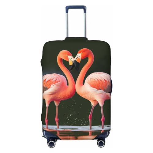 GFLFMXZW Kofferabdeckung, Motiv: Flamingos Kiss in The Lake, stylische Kofferbezüge, waschbar, dehnbar, kratzfest, Reisegepäckhüllen für 45,7–78,7 cm Gepäck, Schwarz , S von GFLFMXZW