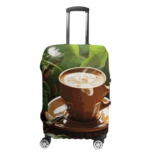 GFLFMXZW Reisegepäckabdeckung, elastische Kofferabdeckung, Kaffee- und grüne Blätter, Gepäckschutz, Schutzabdeckungen für Reisen, kratzfeste Gepäck, dekorative Abdeckung für Erwachsene, Kaffee und von GFLFMXZW