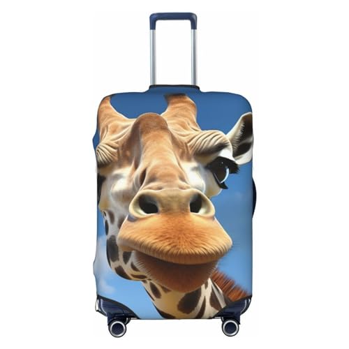 GFLFMXZW Reisegepäckabdeckung, lustige Giraffen-Kofferabdeckungen für Gepäck, modischer Koffer-Schutz, passend für 45,7–81,3 cm Gepäck, Schwarz , XL von GFLFMXZW