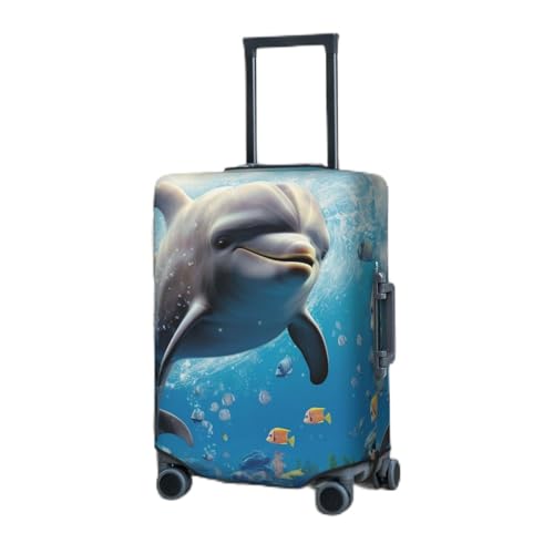 GFLFMXZW Reisegepäckhülle, elastisch, niedlicher Delfin, Gepäckschutz, für Reisen, kratzfest, dekorative Abdeckung für Erwachsene (45,7–81,3 cm), Schwarz , L von GFLFMXZW