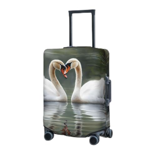 GFLFMXZW Reisegepäckhülle, elastisch, zwei Schwäne, Gepäckschutz, für Reisen, kratzfeste Gepäck, dekorative Abdeckung für Erwachsene (45,7–81,3 cm), Schwarz , M von GFLFMXZW