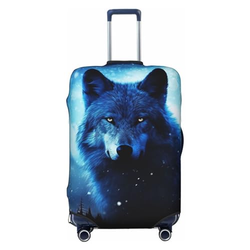 GFLFMXZW Reisegepäckhülle Wolfs Kofferabdeckungen für Gepäck, modischer Koffer-Schutz, passend für 45,7–81,3 cm Gepäck, Schwarz , M von GFLFMXZW