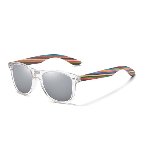 Polarisierte Sonnenbrille Für Männer Und Frauen Vintage PC+Bambus Farbfolie UV400 Blendschutz Autofahren, Angeln, Golf,A von GFPHBJ