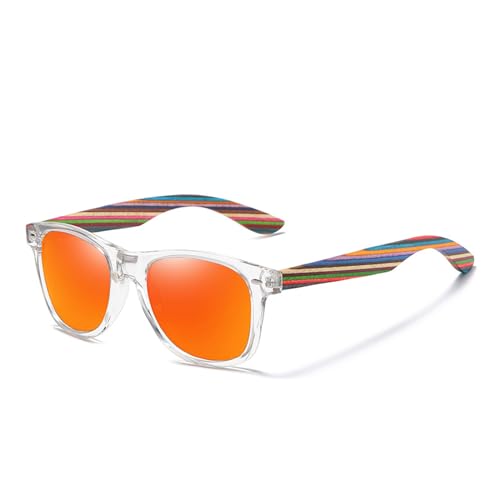 Polarisierte Sonnenbrille Für Männer Und Frauen Vintage PC+Bambus Farbfolie UV400 Blendschutz Autofahren, Angeln, Golf,D von GFPHBJ