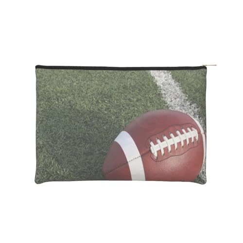 American Football bedrucktes Mehrzweck-Federmäppchen und Reisetasche, wiederverwendbar, praktische Make-up-Tasche aus Papier, Schwarz , Einheitsgröße von GGDCRFF