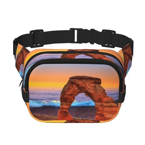 Arches National Park bedruckte quadratische doppellagige Hüfttasche mit verstellbaren Schultergurten für Damen und Herren Crossbody Taschen, Schwarz , Einheitsgröße von GGDCRFF