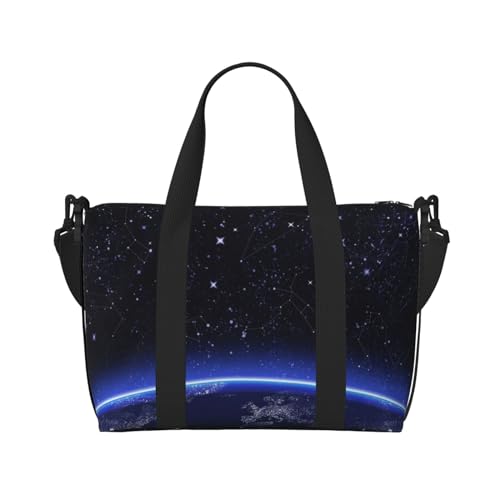 Bunte Farbe, langlebige und geräumige Oxford-Tuchtasche mit gedrucktem Design, modische Handreisetasche, Blaues Sternbild Galaxie, Einheitsgröße von GGDCRFF
