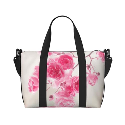 Robuste und geräumige Tasche aus Oxford-Stoff mit bedrucktem Design, modische Handreisetasche mit Flugzeug-Jets-Motiv, Rosa Blumen, Einheitsgröße von GGDCRFF