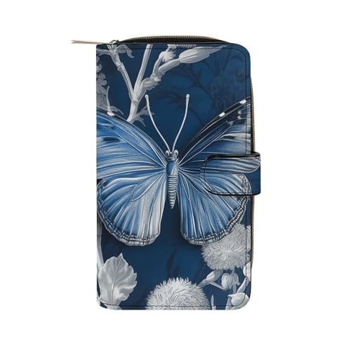 Damen Leder Geldbörse Lange Geldbörse für Männer Grün Vogel Malerei Wristlet Wallets mit 12 Kartenhalter Große Kapazität Münzfach, Friedliche Landschaft, 19.7x11x3.5cm von GHBNK