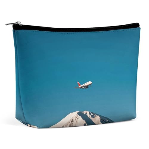 GHBNK Make-up-Tasche für Damen, tragbare Kosmetiktasche, Frühling, verschneite Berge, Flugzeuge, Reisen, Make-up-Koffer, Organizer, Kulturbeutel, Stil, Einheitsgröße, Stil:, Einheitsgröße von GHBNK