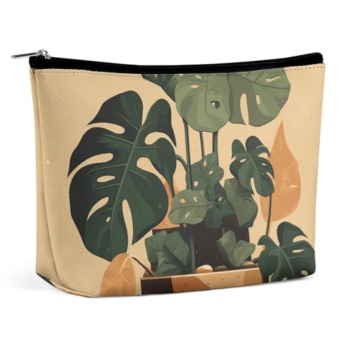 GHBNK Make-up-Tasche für Damen, tragbare Kosmetiktasche, Motiv: Monstera, Pflanze, Reise-Make-up-Organizer, Kulturbeutel, Stil, Einheitsgröße, Stil:, Einheitsgröße von GHBNK