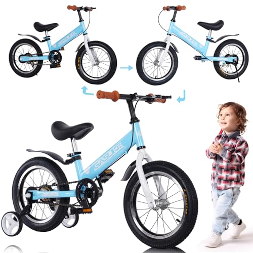 GHBXJX 3 in 1 Laufrad ab 3 Jahre mit Fußstützen,Bremse Kinderfahrrad ab 3 4 5 6 7 Jahre, Laufrad 14 Zoll Mädchen Junge, Kinder Fahrrad mit Stützräder und Seitenständer, Höhenverstellbar,Blau GHBXJX 3 in 1 Laufrad ab 3 Jahre mit Fußstützen,Bremse Kinderfahrrad ab 3 4 5 6 7 Jahre, Laufrad 14 Zoll Mädchen Junge, Kinder Fahrrad mit Stützräder und Seitenständer, Höhenverstellbar,Blau von GHBXJX