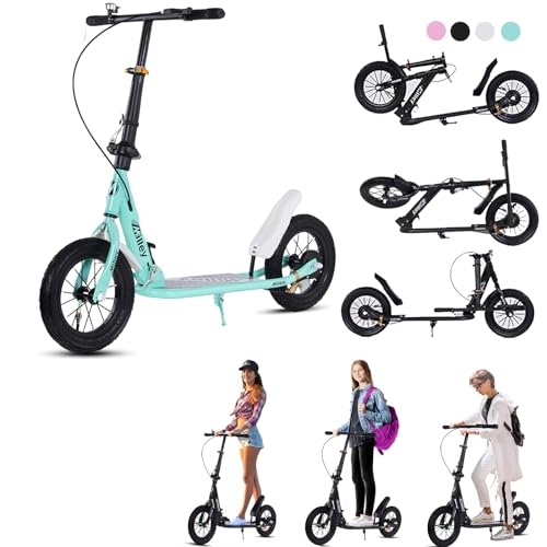 GHBXJX City Roller 290mm XXL Big Wheel Scooter Erwachsene 150 kg Tragkraft, Klappbarer Cityroller mit Handbremse und Bremse, Tretroller Kinder ab 7, Kickscooter für Erwachsene und Kinder,Grün von GHBXJX