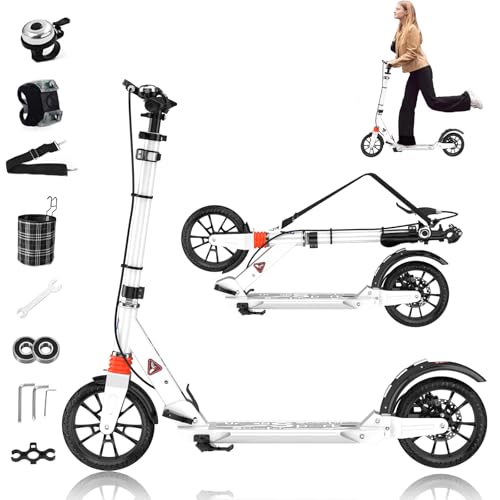 GHBXJX Cityroller Roller für Erwachsene bis 150kg Verstellbar Scooter Robuste Konstruktion 200mm Räder Stoßdämpfende ShockResist-Technologie Hinterradbremse rutschfest ABEC 9,Weiß GHBXJX Cityroller Roller für Erwachsene bis 150kg Verstellbar Scooter Robuste Konstruktion 200mm Räder Stoßdämpfende ShockResist-Technologie Hinterradbremse rutschfest ABEC 9,Weiß von GHBXJX