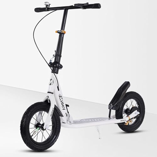 GHBXJX Kickscooter City Roller Erwachsene 150 kg Tragkraft 290mm Big Wheel Scooter, Klappbarer Cityroller mit Handbremse und Bremse, Tretroller Kinder, Höhenverstellbar,Weiß von GHBXJX