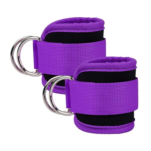 Gewichtsmanschetten, Fußschlaufen Kabelzug, Fitnessgeräte Zughilfen Krafttraining Fußmanschetten mit D-Ringen, Verstellbarer Ankle Straps für Fitness Training und Beintraining, Lila von GHEART