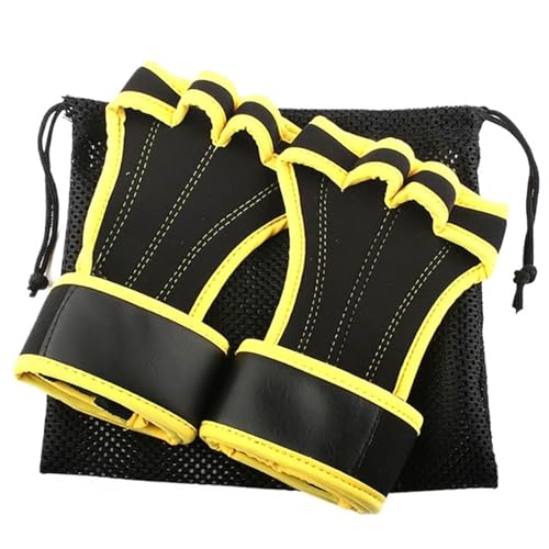 GHHZML Griffpads 1 Paar dicke, rutschfeste Gewichtheberhandschuhe for Fitnessstudio, Handgriffe, Hanteln, Kettlebell, Barbell-Griffpolster, Fitness-Plam-Schutz(Black yellow,S) von GHHZML