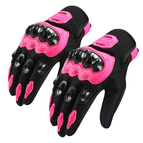 Motorradhandschuhe, Anti-Fall, Vollfinger-Touchscreen-Handschuhe für Dirt Bike, Knöchel, Vollschutz, Motocross-Handschuhe für Straßenrennen, Radfahren, ATV (Rosa, Größe XXL) von GHKLNY