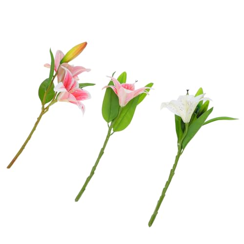 GHMYU Artificial Flowers 3pcs realistische Lily Flowers Home Decor Künstliche Rosen falsche Blumen für Schlafzimmer Artificial Plants von GHMYU