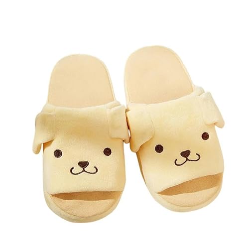 GHUUUJKI Hausschuhe Bewegliche Ohren Cartoon Kawaii Süße Baumwollschuhe Plüsch Anime Plushie Schuhe Home Innenruhrschuhe-Pompompurin 2-40-42 von GHUUUJKI