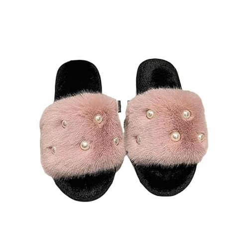 GHUUUJKI Hausschuhe Fluffy Hausschuhe Home Winter Casual Schuhe Frauen Indoor Plattform Mädchen Mode Elegant Große Größe-Rosa-40-41 von GHUUUJKI