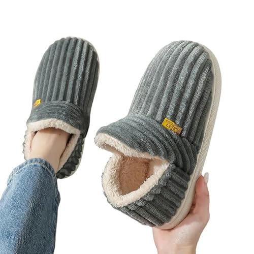 GHUUUJKI Hausschuhe Plüsch Stiefeletten Für Frauen Winter Flauschige Warme Baumwollstiefel Für Indoor Mode Gemütliche Pelose Schuhe-F-Grey-42-43 (Fit40-41) von GHUUUJKI