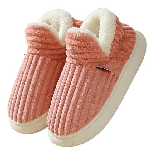 GHUUUJKI Hausschuhe Women Winter Slipper Weich Warm Warm Fuzzy Gemütliche Hausschuhe Paar Innenräume Bequemer Schlafzimmer Baumwollplattform Schuhe-Rosa-38-39 (Fit37-38) von GHUUUJKI