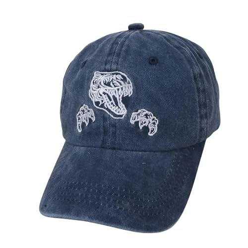 GHUUUJKI Kinder Baseball Cap Kinder Baseball Cap Dinosaurier Stickerei Nette Spaß Jungen Mädchen Sommer Visier Hüte Gewaschen Baumwolle-Marineblau-50-54Cm von GHUUUJKI